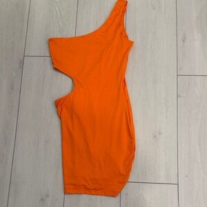 Adika One Shoulder Dress in Vibrant Orange
